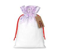 Encadrement de fleurs lilas en fleurs imprimées sacs de Noël avec cordon de serrage pour le rangement de paquet de Noël, fournitures de fête de Noël
