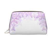 Encadrement Fleurs Lilas en Fleur Imprimée Trousse de Toilette Voyage Pochette de Rangement Portable avec Trois Emplacements Intérieur pour Accessoires, doré, One Size