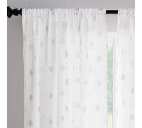 Encasa Homes Lot de 2 rideaux de fenêtre imprimés en polyester semi-transparent avec embrasse Ne rétrécissent pas et lavables en machine 140 x 183 cm Blanc dollar