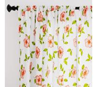 Encasa Homes Lot de 2 rideaux de fenêtre imprimés en polyester semi-transparent avec embrasse Ne rétrécissent pas et lavables en machine 142 x 183 cm Hibiscus