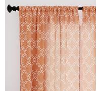 Encasa Homes Lot de 2 rideaux de fenêtre imprimés en polyester semi-transparent avec embrasse Ne rétrécissent pas et lavables en machine 142 x 183 cm Cuivre