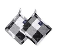 Encasa XO 21 cm Maniques pour Four à Micro-Ondes (Set de 2 pièces) pour la Cuisine - Résistant à la Chaleur, Protection des Mains Contre Les ustensiles - Carreaux Noirs Buffalo