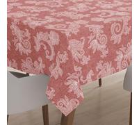 Encasa XO 4 Seater Tableau à Manger 145x145 cm (57x57 in) I Floral Rouge Jacquard Style Imprimé sur Chambray Homespun Cotton I pour Les réunions de Famille, Parties I Lavable