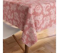 Encasa XO 8 to 10 Seater Tableau à Manger 145x300 cm (57x118 in) I Floral Rouge Jacquard Style Imprimé sur Chambray Homespun Cotton I pour Les réunions de Famille, Parties I Lavable