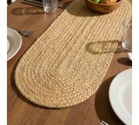 Encasa XO Chemin de Table | Style Fait Main en Jute | Taille 30x91 cm | Couleur Blanchiment Naturel pour Jute | pour Table de Café et Table Basse