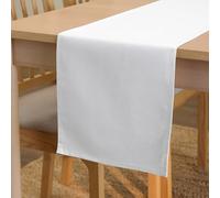 Encasa XO Chemin de Table Taille 32x122 cm | Tissu en Toile de Coton | Couleur Unie Blanc | Lavable en Machine et Durable