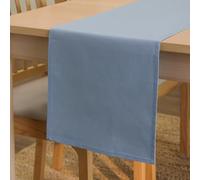 Encasa XO Chemin de Table Taille 32x150 cm | Tissu en Toile de Coton | Couleur Unie B Gris | Lavable en Machine et Durable