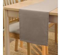 Encasa XO Chemin de Table Taille 32x150 cm | Tissu en Toile de Coton | Couleur Unie Beige | Lavable en Machine et Durable