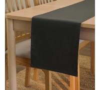 Encasa XO Chemin de Table Taille 32x150 cm | Tissu en Toile de Coton | Couleur Unie Gris Charbon | Lavable en Machine et Durable