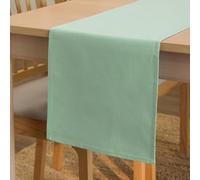 Encasa XO Chemin de Table Taille 32x150 cm | Tissu en Toile de Coton | Couleur Unie Menthe Verte | Lavable en Machine et Durable