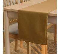Encasa XO Chemin de Table Taille 32x150 cm | Tissu en Toile de Coton | Couleur Unie Moutarde | Lavable en Machine et Durable