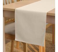 Encasa XO Chemin de Table Taille 32x150 cm | Tissu en Toile de Coton | Couleur Unie Naturel | Lavable en Machine et Durable