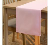 Encasa XO Chemin de Table Taille 32x150 cm | Tissu en Toile de Coton | Couleur Unie Rose Clair | Lavable en Machine et Durable