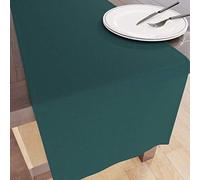 Encasa XO Chemin de Table Taille 32x183 cm | Tissu en Toile de Coton | Couleur Unie émeraude | Lavable en Machine et Durable