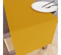 Encasa XO Chemin de Table Taille 32x183 cm | Tissu en Toile de Coton | Couleur Unie Mangue | Lavable en Machine et Durable