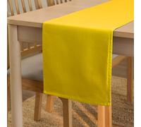 Encasa XO Chemin de Table Taille 32x183 cm | Tissu en Toile de Coton | Couleur Unie Sunbeam Jaune | Lavable en Machine et Durable