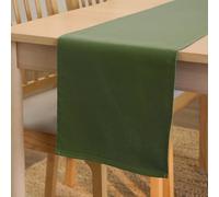 Encasa XO Chemin de Table Taille 32x183 cm | Tissu en Toile de Coton | Couleur Unie Vert Feuille | Lavable en Machine et Durable