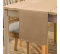 Encasa XO Chemin de Table Taille 32x230 cm | Tissu en Toile de Coton | Couleur Unie Beige Clair | Lavable en Machine et Durable