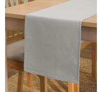 Encasa XO Chemin de Table Taille 32x230 cm | Tissu en Toile de Coton | Couleur Unie Gris Clair | Lavable en Machine et Durable