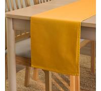 Encasa XO Chemin de Table Taille 32x230 cm | Tissu en Toile de Coton | Couleur Unie Mangue | Lavable en Machine et Durable
