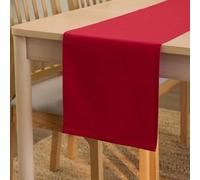 Encasa XO Chemin de Table Taille 32x230 cm | Tissu en Toile de Coton | Couleur Unie Rouge foncé | Lavable en Machine et Durable