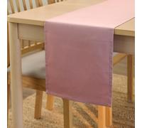 Encasa XO Chemin de Table Taille 32x240 cm | Tissu en Toile de Coton | Couleur Unie Mauve | Lavable en Machine et Durable