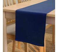 Encasa XO Chemin de Table Taille 32x304 cm | Tissu en Toile de Coton | Couleur Unie Scotch Bleu | Lavable en Machine et Durable
