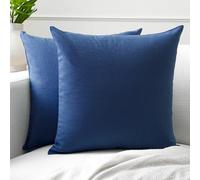Encasa XO Couvre-oreillers de Lancement de Coton Ensemble de 2 I 16x16 in (40x40 cm) - Bleu Cobalt i Pas d'insert I Plaine Square Cas d'oreiller I Lavable| Utilisation intérieure Uniquement