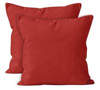 Encasa XO Couvre-oreillers de Lancement de Coton Ensemble de 2 I 18x18 in (45x45 cm) - Brique i Pas d'insert I Plaine Square Cas d'oreiller I Lavable| Utilisation intérieure Uniquement