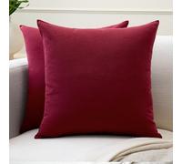 Encasa XO Couvre-oreillers de Lancement de Coton Ensemble de 2 I 18x18 in (45x45 cm) - Riche i Pas d'insert I Plaine Square Cas d'oreiller I Lavable| Utilisation intérieure Uniquement