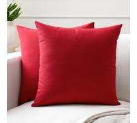 Encasa XO Couvre-oreillers de Lancement de Coton Ensemble de 2 I 18x18 in (45x45 cm) - Rouge foncé i Pas d'insert I Plaine Square Cas d'oreiller I Lavable| Utilisation intérieure Uniquement