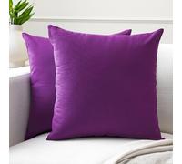 Encasa XO Couvre-oreillers de Lancement de Coton Ensemble de 2 I 18x18 in (45x45 cm) - Violet i Pas d'insert I Plaine Square Cas d'oreiller I Lavable| Utilisation intérieure Uniquement