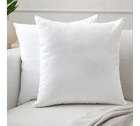 Encasa XO Couvre-oreillers de Lancement de Coton Ensemble de 2 I 20x20 in (50x50 cm) - Blanc i Pas d'insert I Plaine Square Cas d'oreiller I Lavable| Utilisation intérieure Uniquement