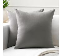 Encasa XO Couvre-oreillers de Lancement de Coton Ensemble de 2 I 20x20 in (50x50 cm) - Gris i Pas d'insert I Plaine Square Cas d'oreiller I Lavable| Utilisation intérieure Uniquement