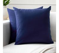 Encasa XO Couvre-oreillers de Lancement de Coton Ensemble de 2 I 20x20 in (50x50 cm) - Scotch Bleu i Pas d'insert I Plaine Square Cas d'oreiller I Lavable| Utilisation intérieure Uniquement