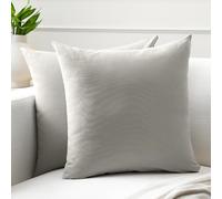 Encasa XO Couvre-oreillers de Lancement de Coton Ensemble de 2 I 24x24 in (60x60 cm) - Gris Clair i Pas d'insert I Plaine Square Cas d'oreiller I Lavable| Utilisation intérieure Uniquement