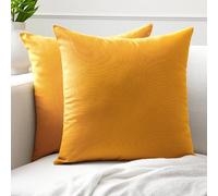 Encasa XO Couvre-oreillers de Lancement de Coton Ensemble de 2 I 24x24 in (60x60 cm) - Mangue i Pas d'insert I Plaine Square Cas d'oreiller I Lavable| Utilisation intérieure Uniquement