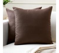 Encasa XO Couvre-oreillers de Lancement de Coton Ensemble de 2 I 24x24 in (60x60 cm) - Taupe foncé i Pas d'insert I Plaine Square Cas d'oreiller I Lavable| Utilisation intérieure Uniquement