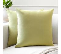 Encasa XO Couvre-oreillers de Lancement de Coton Ensemble de 2 I 24x24 in (60x60 cm) - Vert Sauge i Pas d'insert I Plaine Square Cas d'oreiller I Lavable| Utilisation intérieure Uniquement
