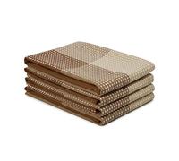 Encasa XO Ensemble de Serviettes de Cuisine en Coton - Torchons à Thé et Chiffons de Vaisselle Très Absorbants 70x45 cm pour Laver, Sécher la Vaisselle et Nettoyer - Pack de 4 - Beige