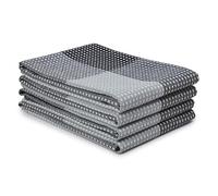 Encasa XO Ensemble de Serviettes de Cuisine en Coton - Torchons à Thé et Chiffons de Vaisselle Très Absorbants 70x45 cm pour Laver, Sécher la Vaisselle et Nettoyer - Pack de 4 - Gris