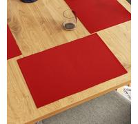 Encasa XO Ensemble de Sets de Table pour Salle à Manger Lot de 6 | Couleur Rouge Solide | Set de Table en Coton à Côtes Fines | Taille 48x32 cm | Lavable en Machine