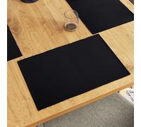 Encasa XO Ensemble de Sets de Table pour Salle à Manger Lot de 6 | Couleur Solid Black | Set de Table en Coton à Côtes Fines | Taille 48x32 cm | Lavable en Machine