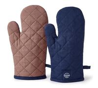 Encasa XO Gants de Four en Coton résistant à la Chaleur (Lot de 2) - sûr pour la Cuisine, la Cuisine et la pâtisserie, la Manipulation de marmites Chaudes - 17x29 cm Scotch Bleu