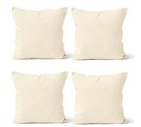 Encasa XO Housse de Coussin Coton, sans Rembourrage 40x40 cm | Naturel, Tissu durable | Fermeture éclair invisible | Lavable en machine | Décoration canapé & lit | Lot de 4