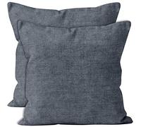 Encasa XO Housse de Coussin en Chenille Lot de 2 | Denim - (18"x18") (45x45 cm) | Housses de Coussin Carrées Décoratives pour Canapé, Décoration Maison, Sofa