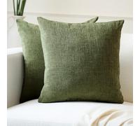 Encasa XO Housse de Coussin en Chenille Lot de 2 | Mousse - (18"x18") (45x45 cm) | Housses de Coussin Carrées Décoratives pour Canapé, Décoration Maison, Sofa
