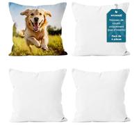 Encasa XO Housse de Coussin Vierge, sans Insert 60x60 cm Blanc | Sergé de polyester | Sublimation, bricolage & peinture | Fermeture éclair invisible | Lot de 4