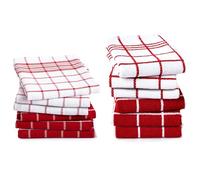 Encasa XO Jeux de Cuisine et Jeux de Cuisine Combo Rouge Toallas de Felpa de algodón hautement absorbantes | 70x45 cm | Multiusos Para Lavar platos y limpiar Lot de 12