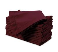 Encasa XO Lot de 12 serviettes de table carrées en pur coton avec motif ajouré - Bordeaux - 43 x 43 cm - Lavables en machine et réutilisables